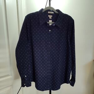 L.L. Bean Navy Blue Patterned Casual Shirt
